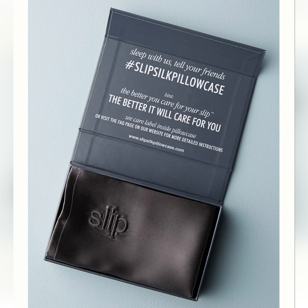 ❤️BUY 2 GET 1 FREE  Slip 100% Pure Silk Pillowcase,Queen,Retail $115.00,Charcoal - Picture 2 of 10